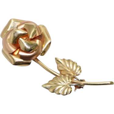 Vintage 14 KT Rose And Yellow Gold Rose Flower Ita