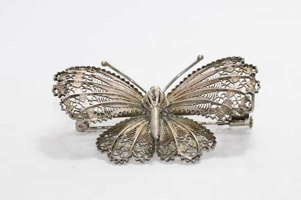 Sterling Silver Filigree Butterfly Brooch - image 2