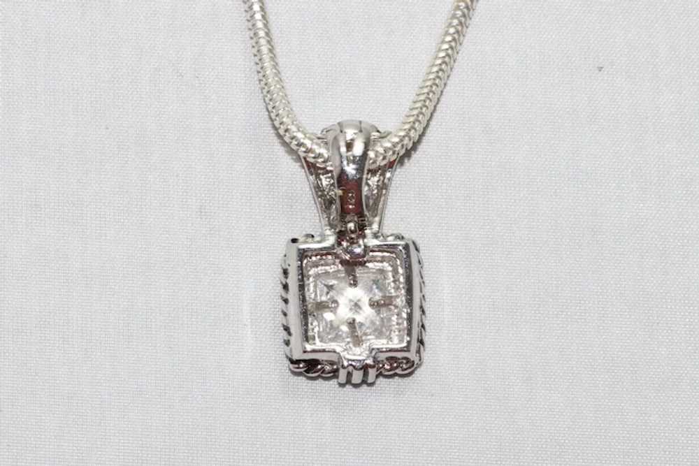 Sterling Silver Princess Cut Cubic Zirconia Neckl… - image 3