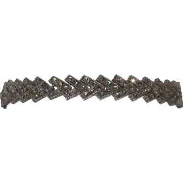 Vintage Sterling Silver Marcasite Bracelet - image 1