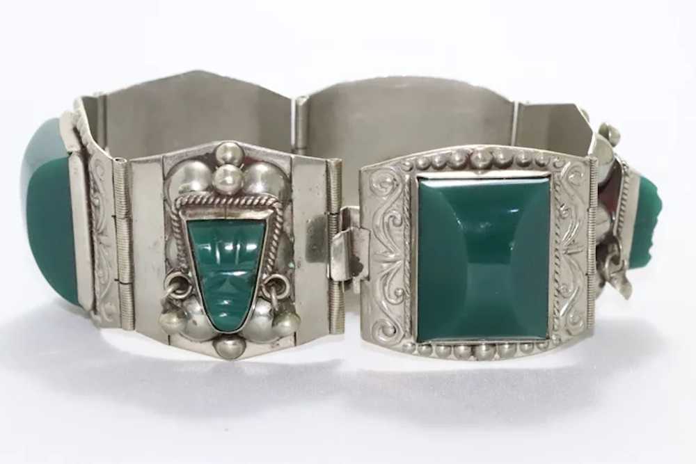 Vintage Sterling Silver Jade Bracelet - image 2