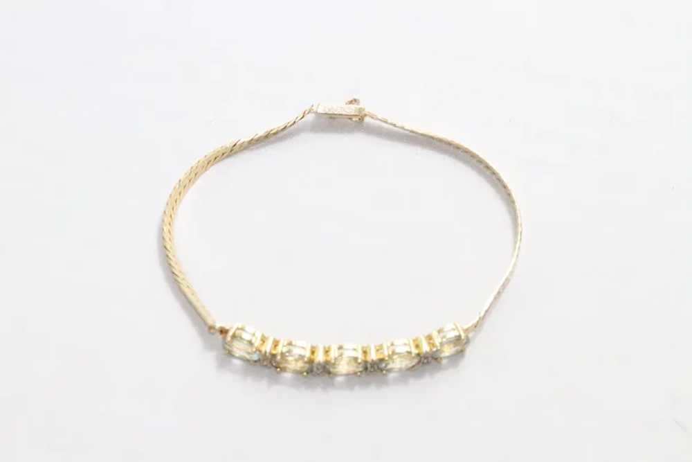 14K Yellow Gold Diamond Aquamarine Bracelet - image 2