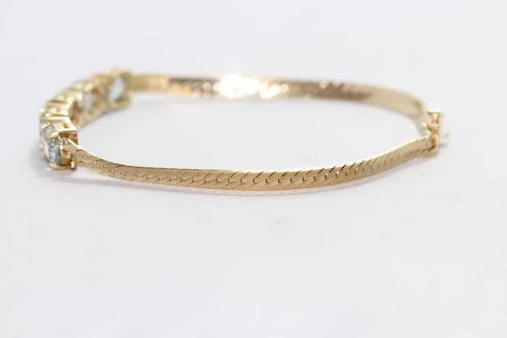 14K Yellow Gold Diamond Aquamarine Bracelet - image 3
