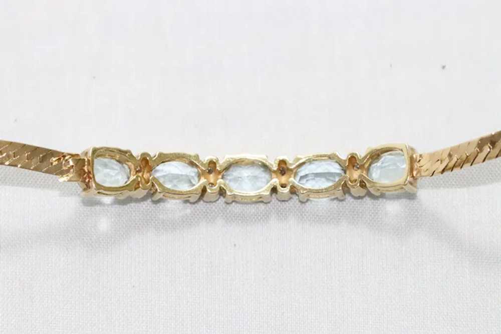 14K Yellow Gold Diamond Aquamarine Bracelet - image 4