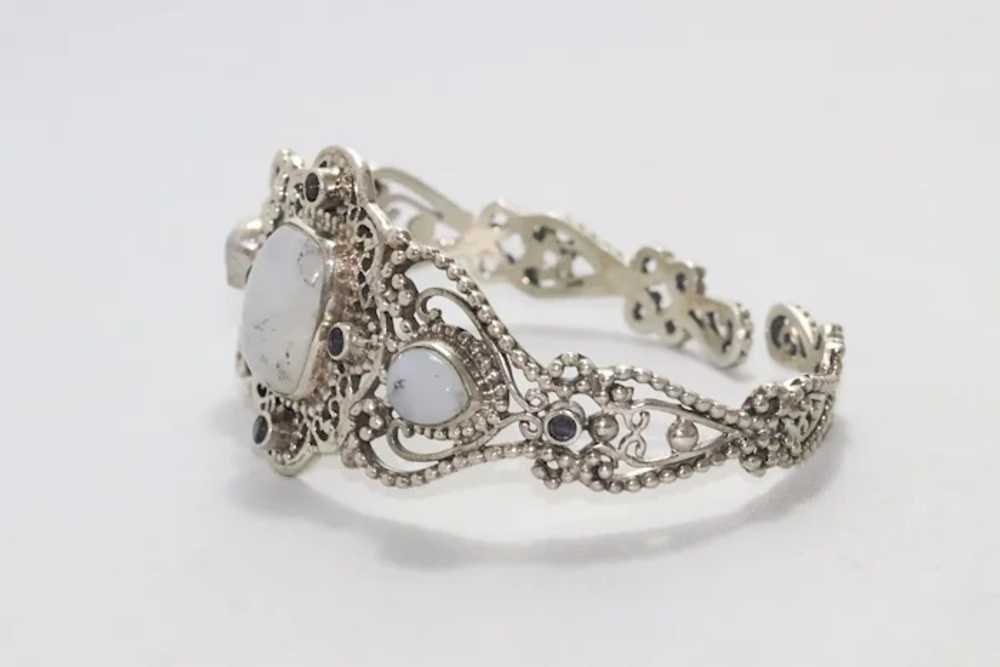 Sterling Silver Moonstone and Tanzanite Bracelet - image 2