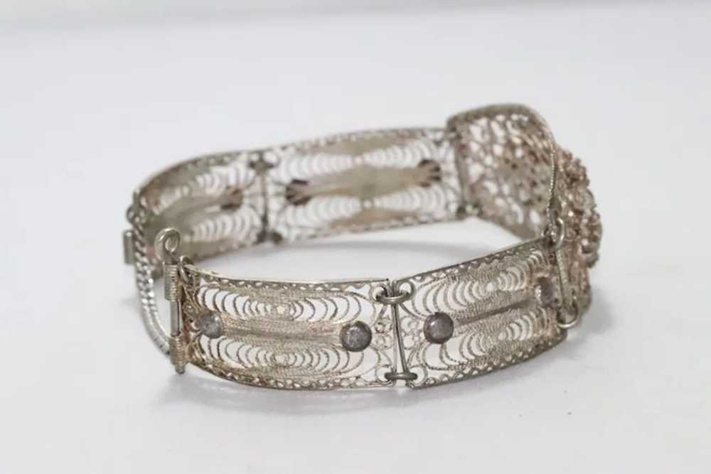 Vintage Sterling Silver Filigree Bracelet - image 2