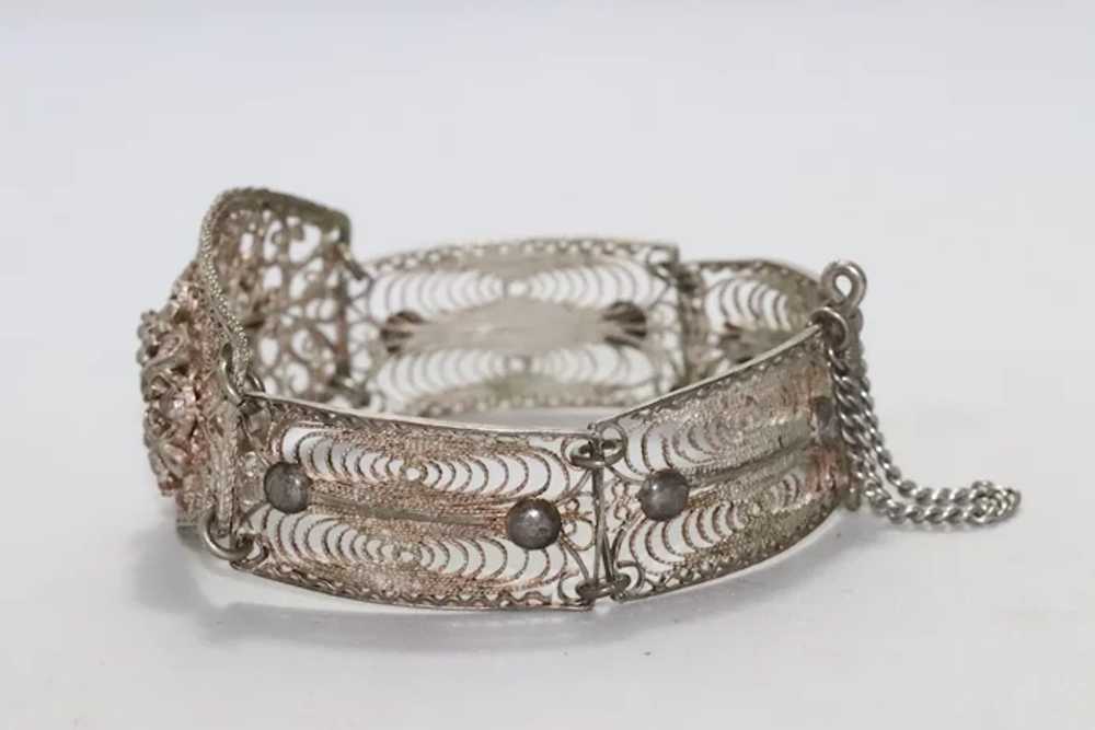 Vintage Sterling Silver Filigree Bracelet - image 4