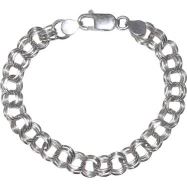 14K White Gold Triple Stranded Charm Bracelet - image 1