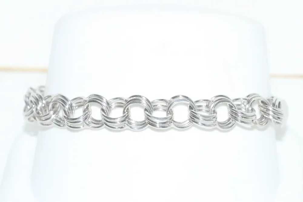 14K White Gold Triple Stranded Charm Bracelet - image 2