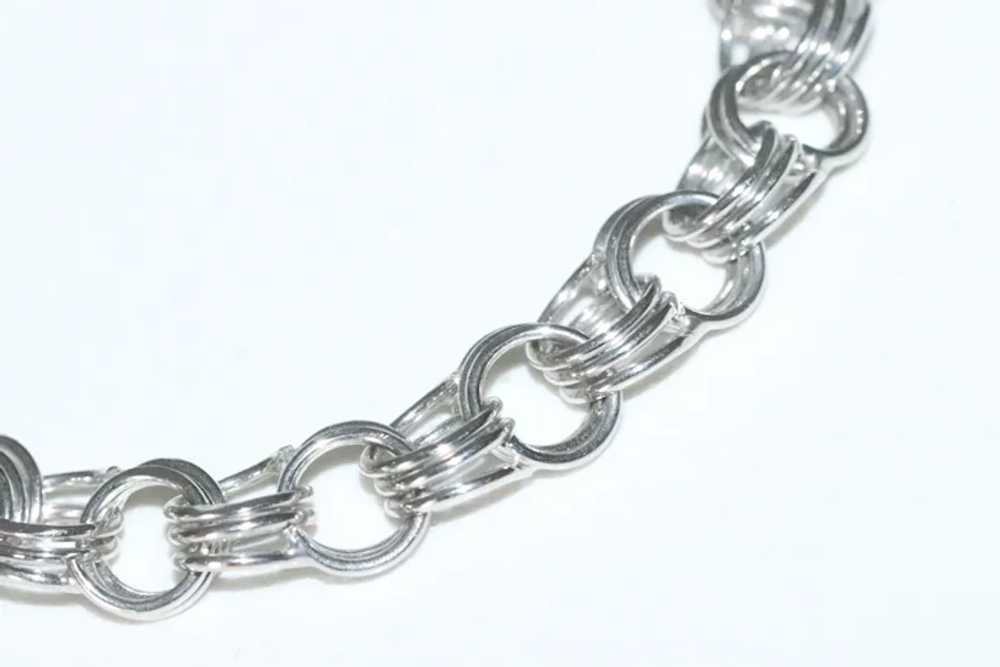 14K White Gold Triple Stranded Charm Bracelet - image 3