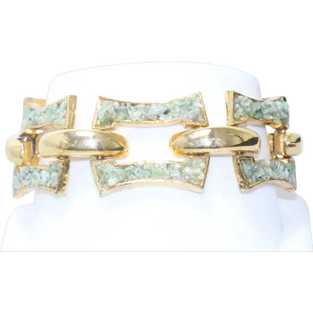 Vintage Costume Green Druse Bracelet - image 1