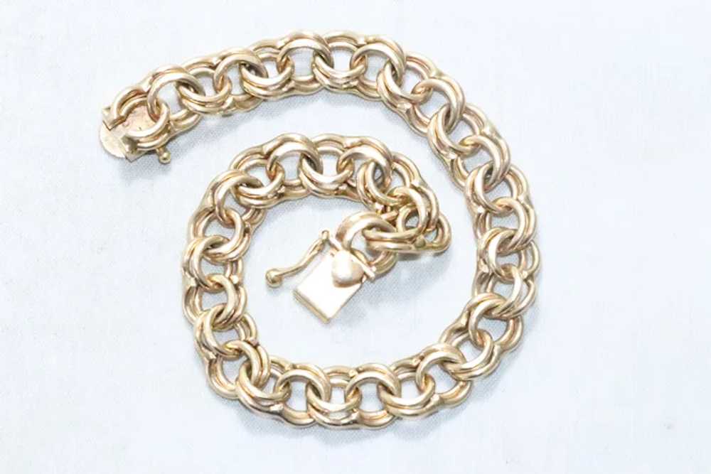 Vintage 14KT Yellow Gold Double Stranded Charm Br… - image 3