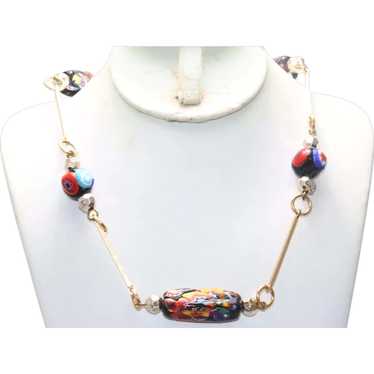 Vintage Murano Glass Gold Tone Beaded Necklace