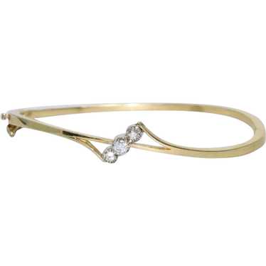 14K Yellow Gold .35 CT Diamond Bangle Bracelet - image 1