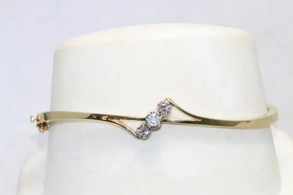 14K Yellow Gold .35 CT Diamond Bangle Bracelet - image 2