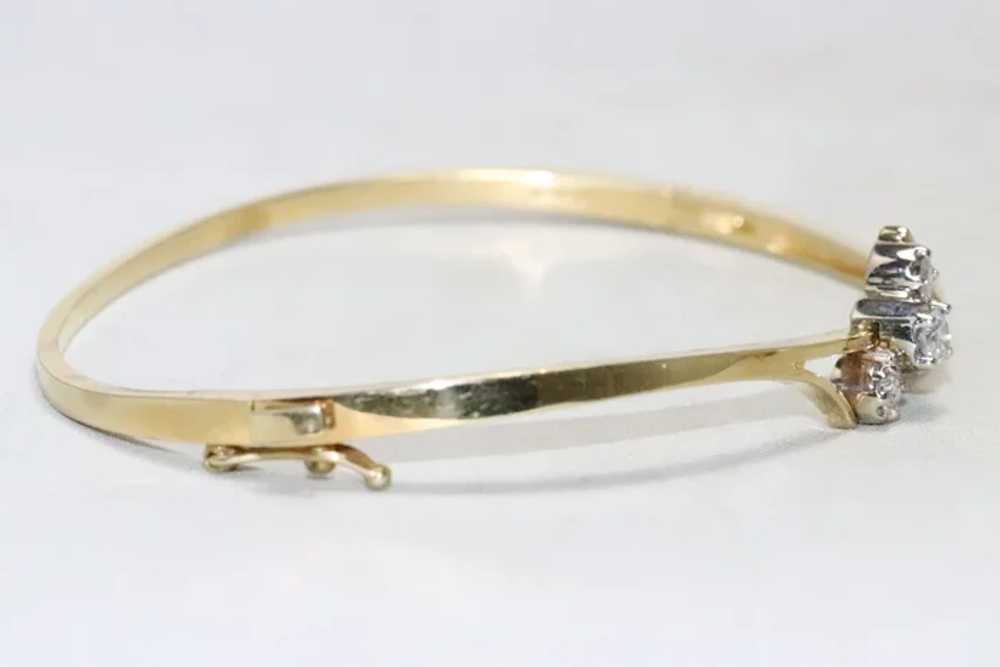 14K Yellow Gold .35 CT Diamond Bangle Bracelet - image 4