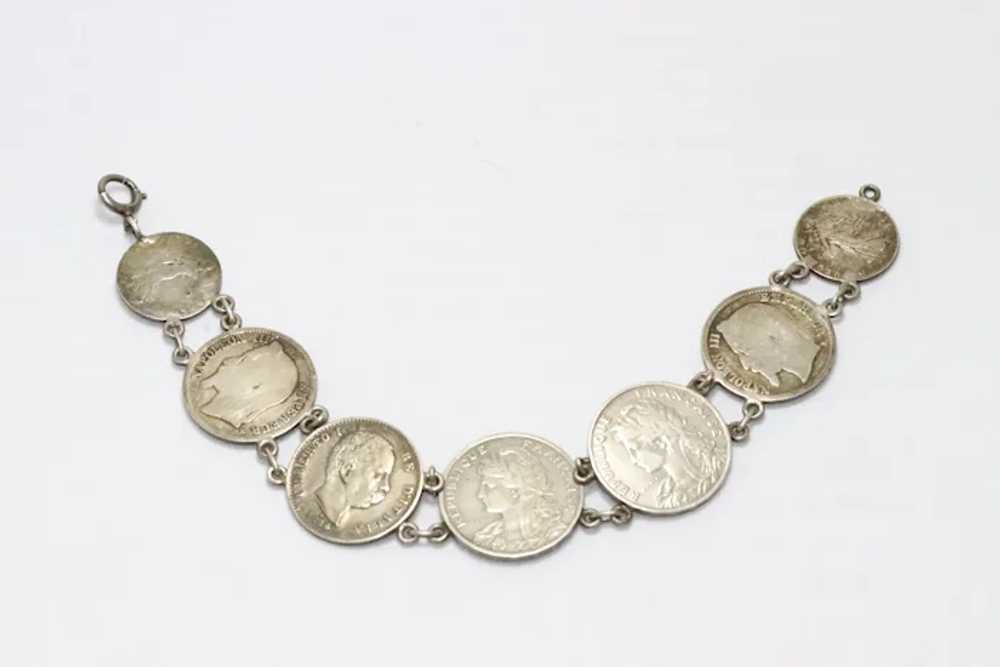 Vintage Sterling Silver French Coin Bracelet - image 3