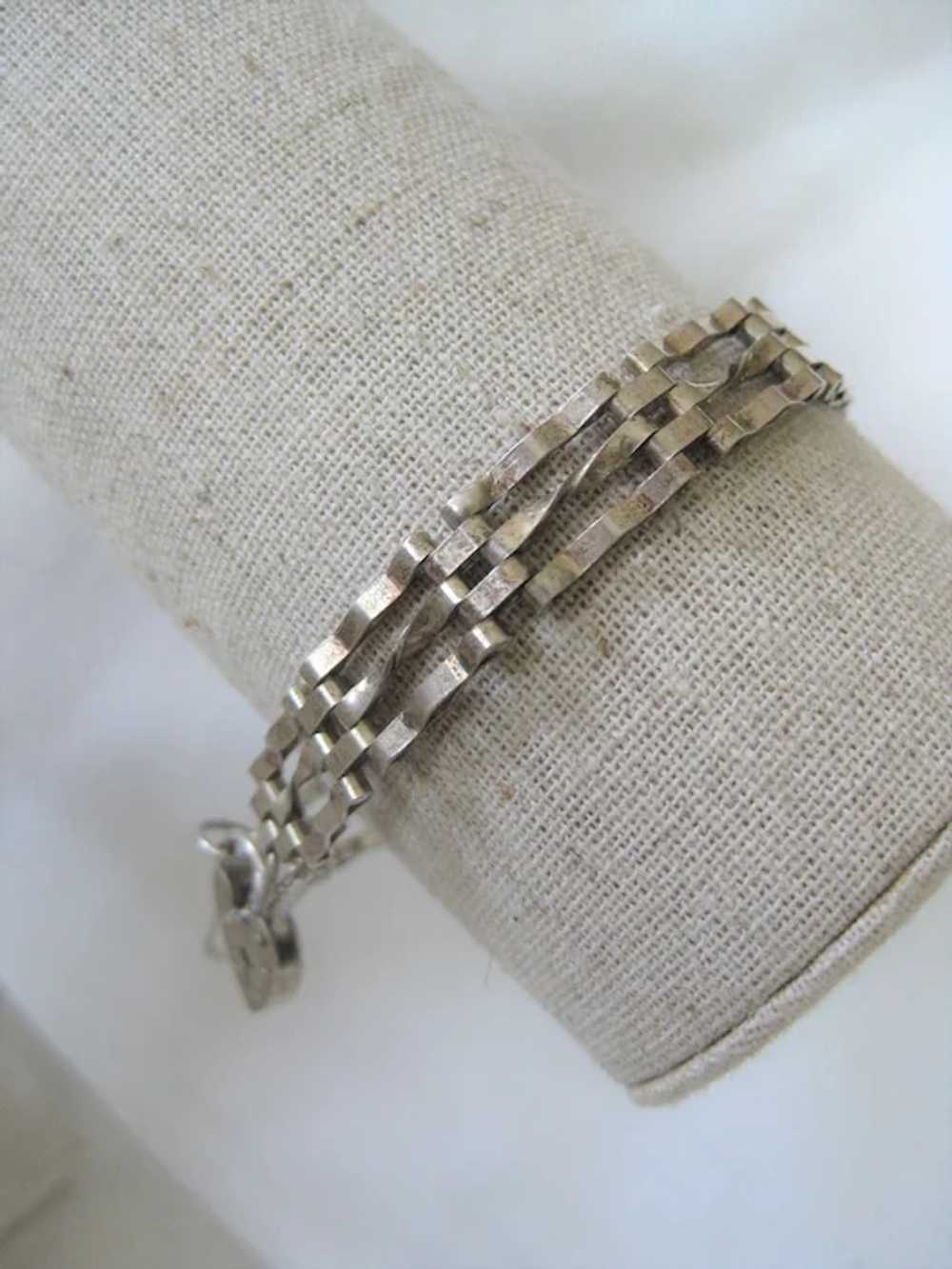 Vintage English Silver Gate Bracelet, 5/16 ins wi… - image 2
