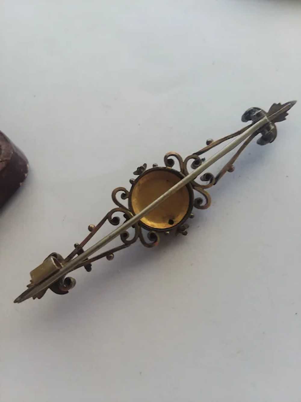 Late 1800s Gold Fill/Turquoise brooch with stone - image 4