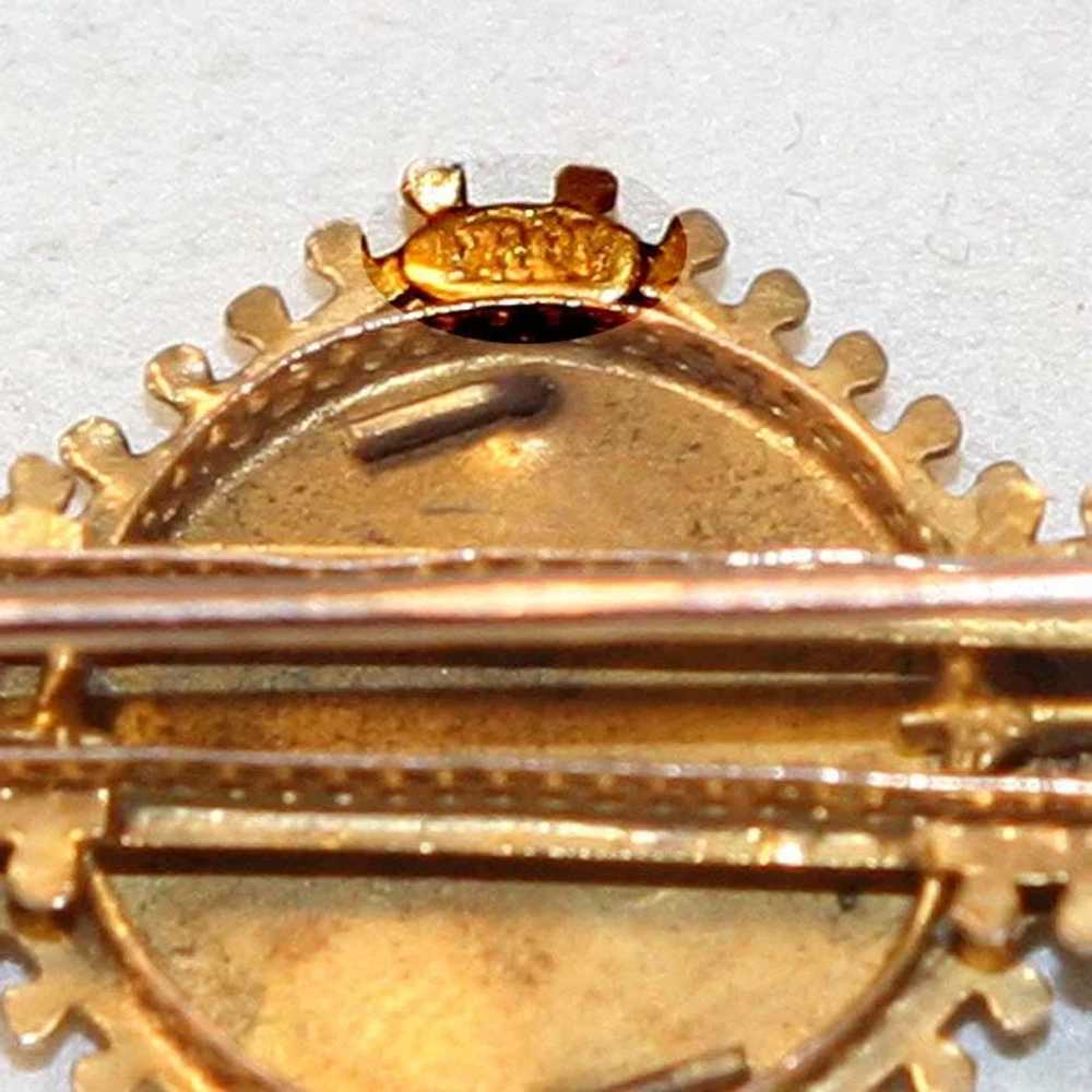 Antique Victorian Enamel & Pearl Gold Brooch - image 3