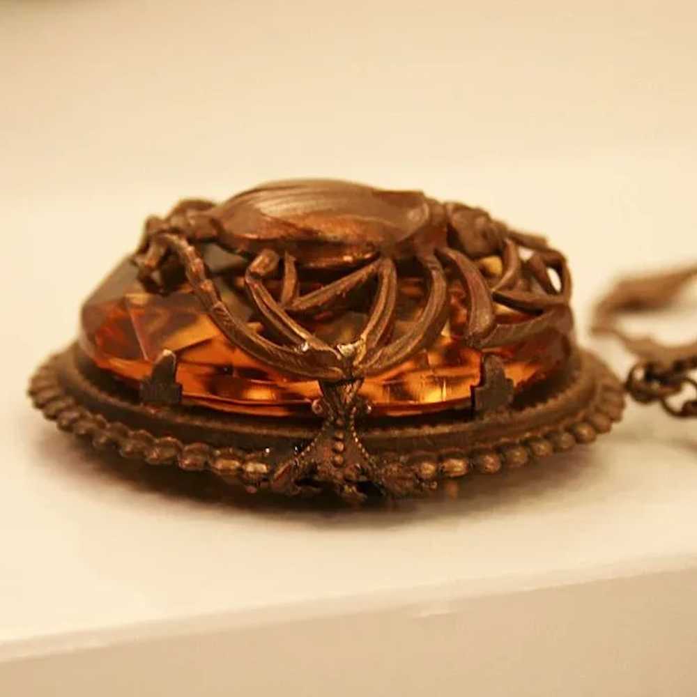Dramatic Egyptian Revival Scarab Pendant Necklace… - image 2