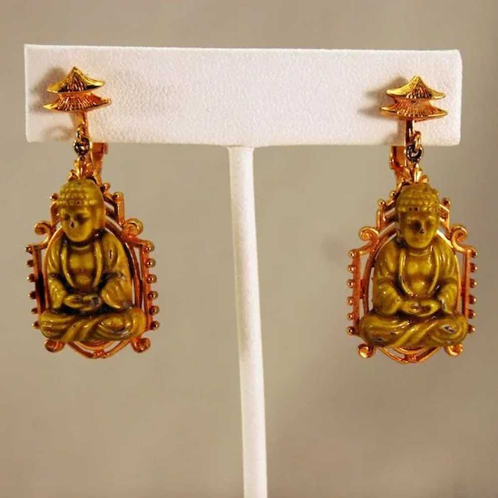 Gorgeous Buddha Necklace and Earrings Demi-Parure… - image 5