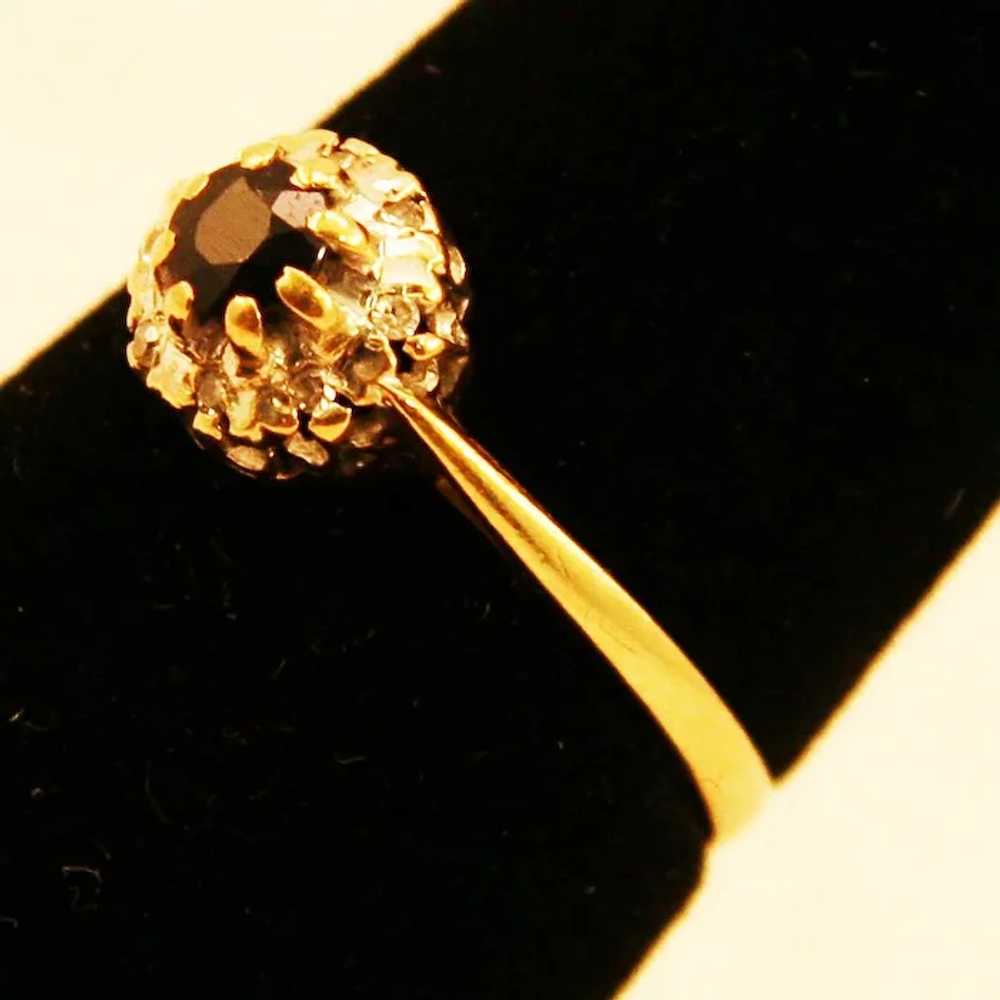 Brilliant Diamond and Black Sapphire 9 Karat Gold… - image 2