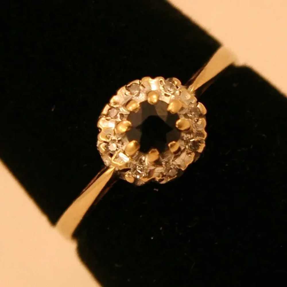 Brilliant Diamond and Black Sapphire 9 Karat Gold… - image 3