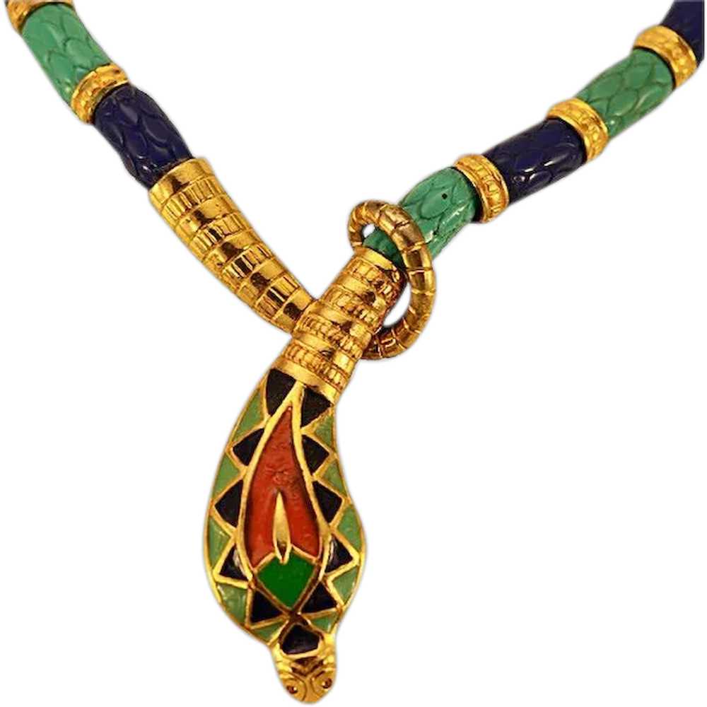 Classic Hattie Carnegie Egyptian Revival Snake Ne… - image 1