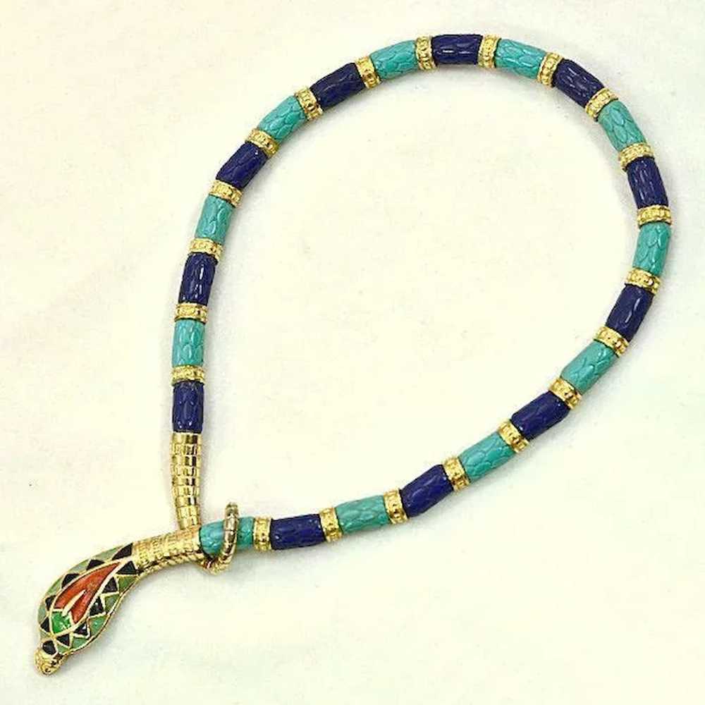 Classic Hattie Carnegie Egyptian Revival Snake Ne… - image 7