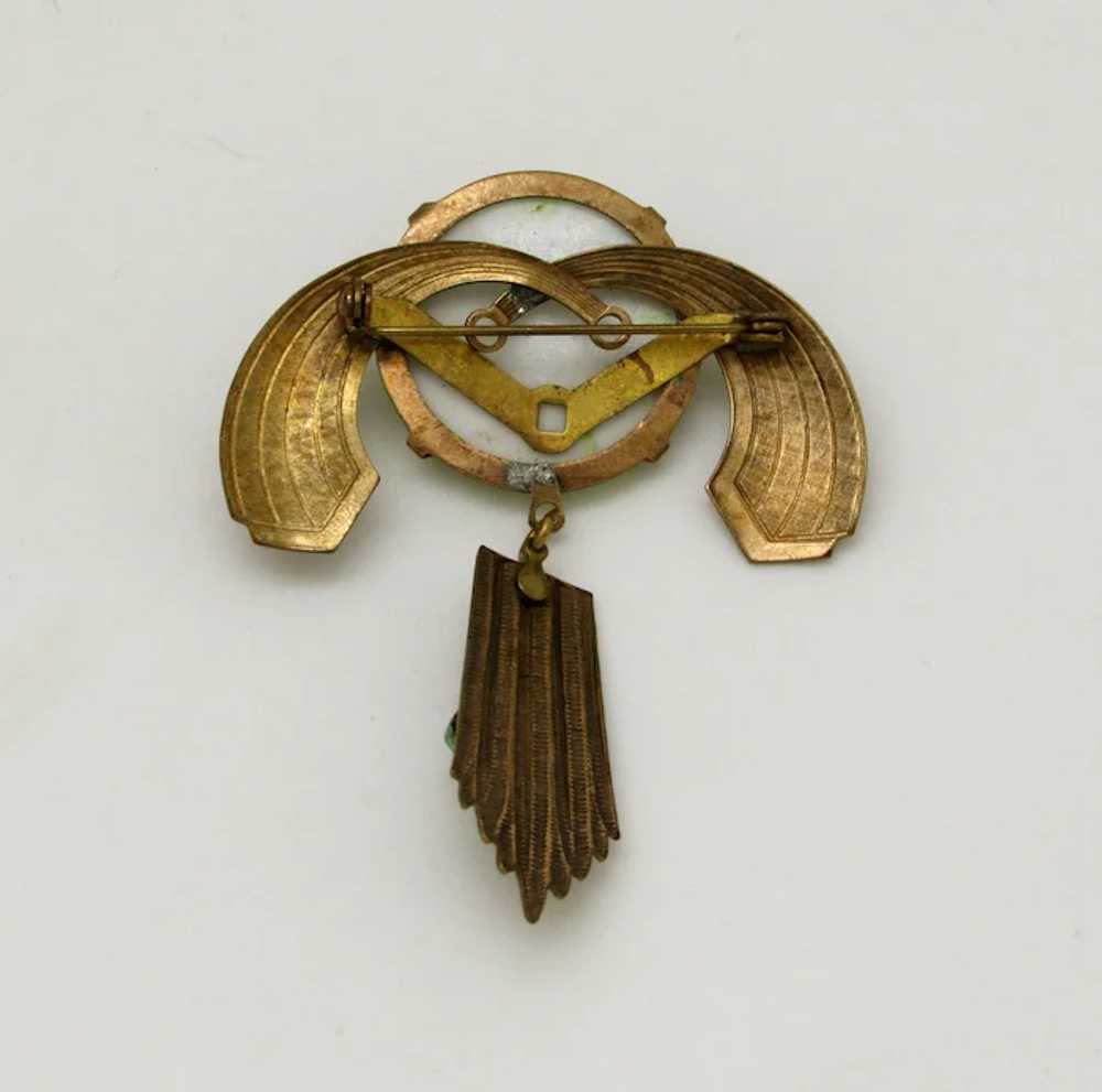 Egyptian Revival Molded Glass Brooch - image 3