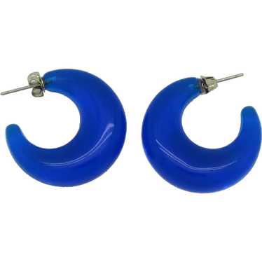 Blue Lucite Demi Hoop Earrings - image 1