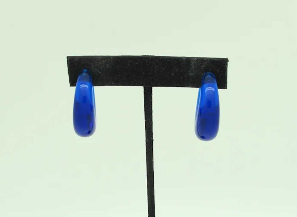 Blue Lucite Demi Hoop Earrings - image 3