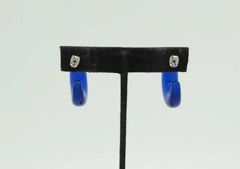 Blue Lucite Demi Hoop Earrings - image 5