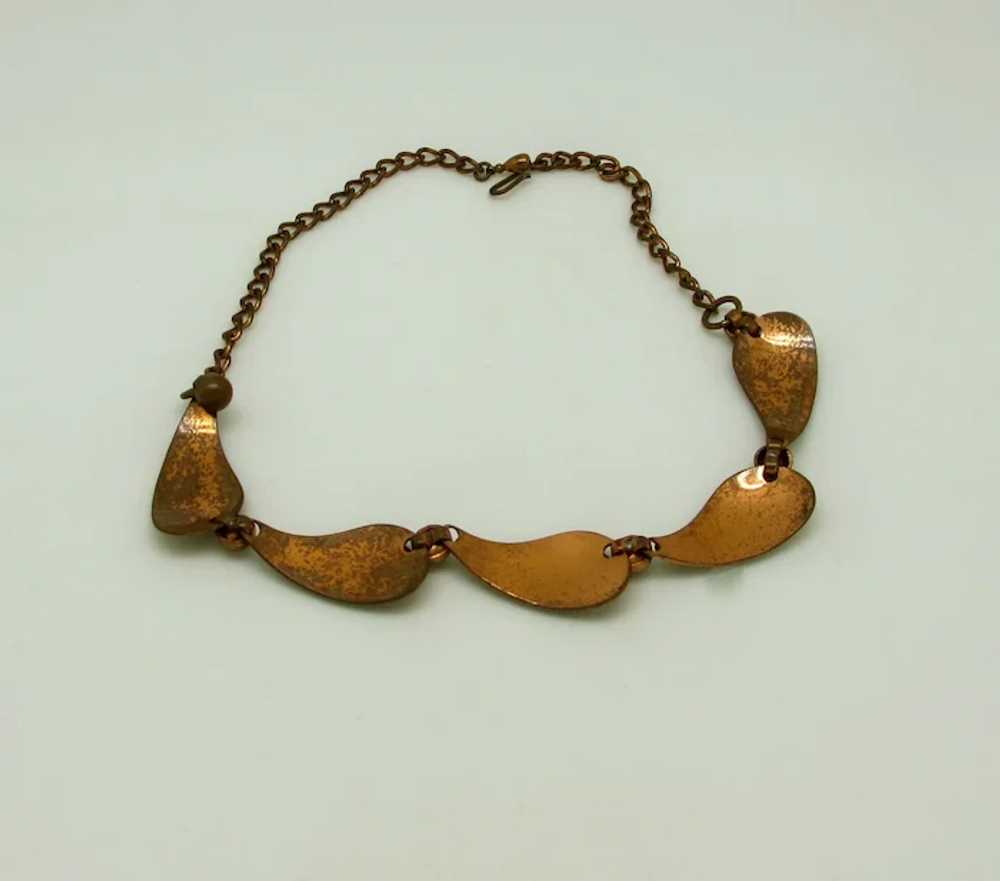 Mid-Century Enameled Copper Necklace and Earrings… - image 4