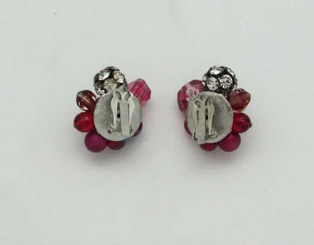 Red Multi Bead Cluster Earrings - image 3