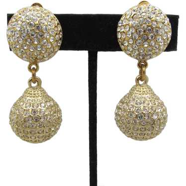 Goldtone Metal Pendulum Earrings with Rhinestones