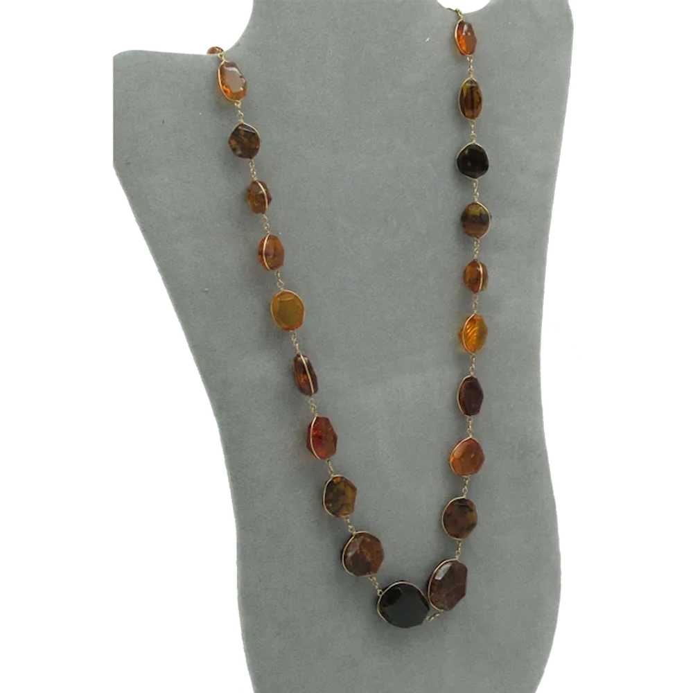 Graduated Amber Bead NecklaceWrapped in Goldtone … - image 1