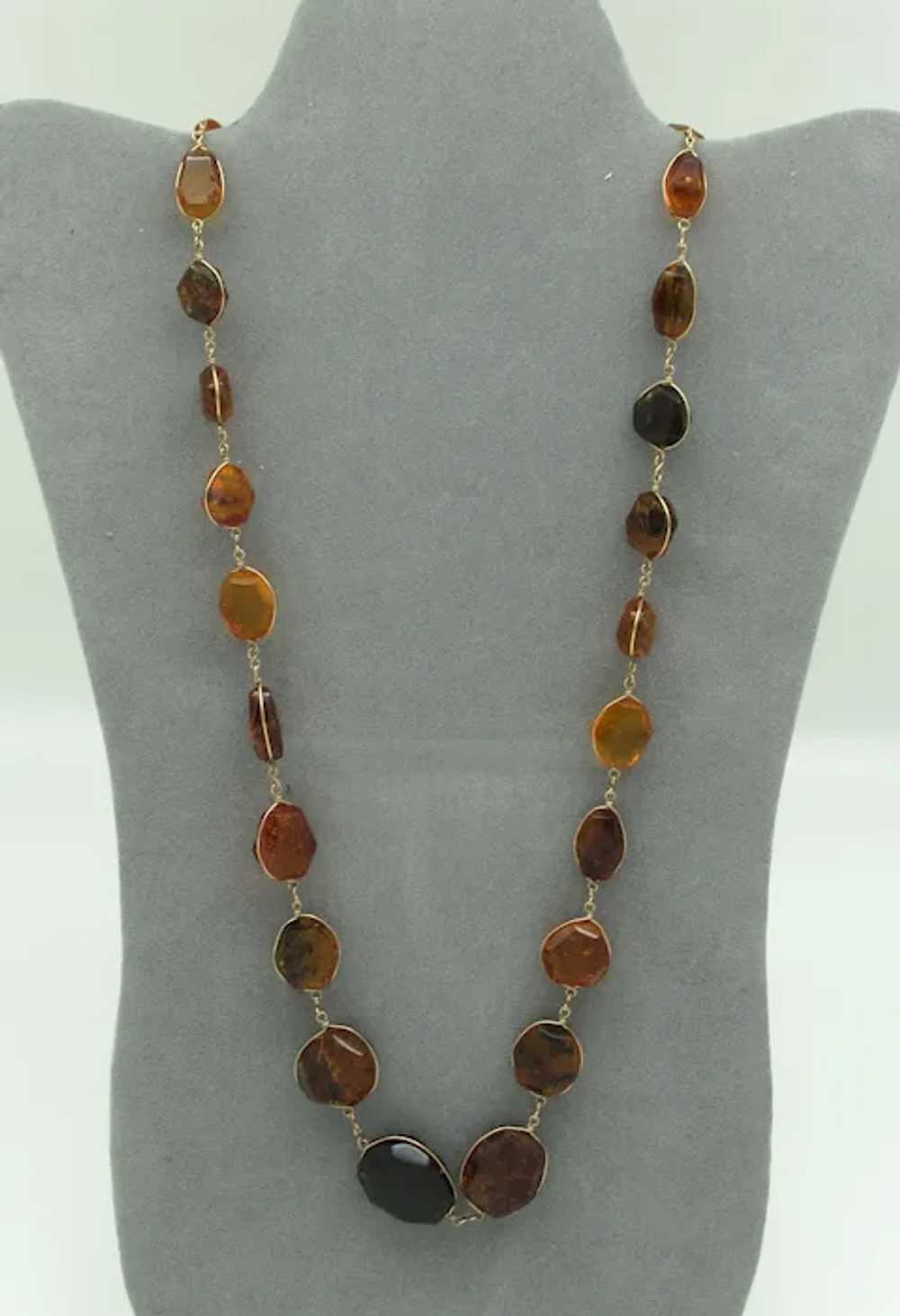 Graduated Amber Bead NecklaceWrapped in Goldtone … - image 2