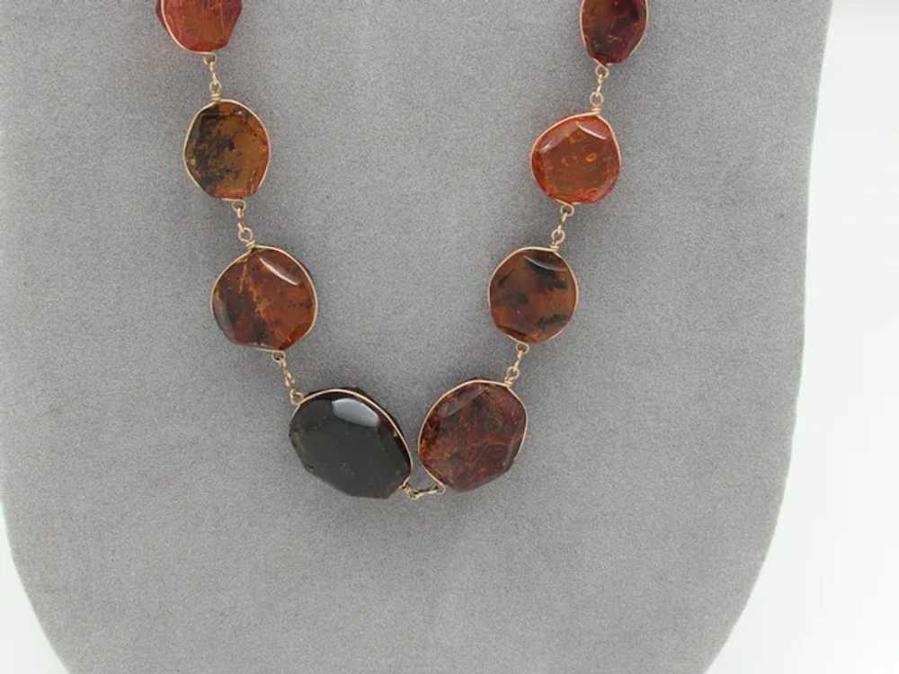 Graduated Amber Bead NecklaceWrapped in Goldtone … - image 3