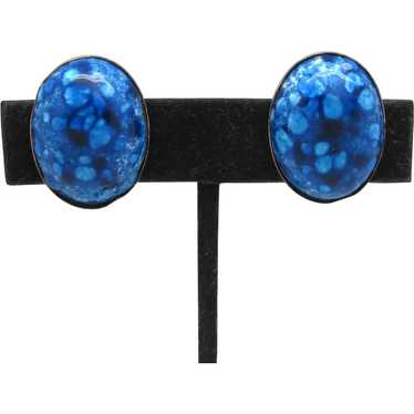 Renoir Matisse Blue Enamel Earrings