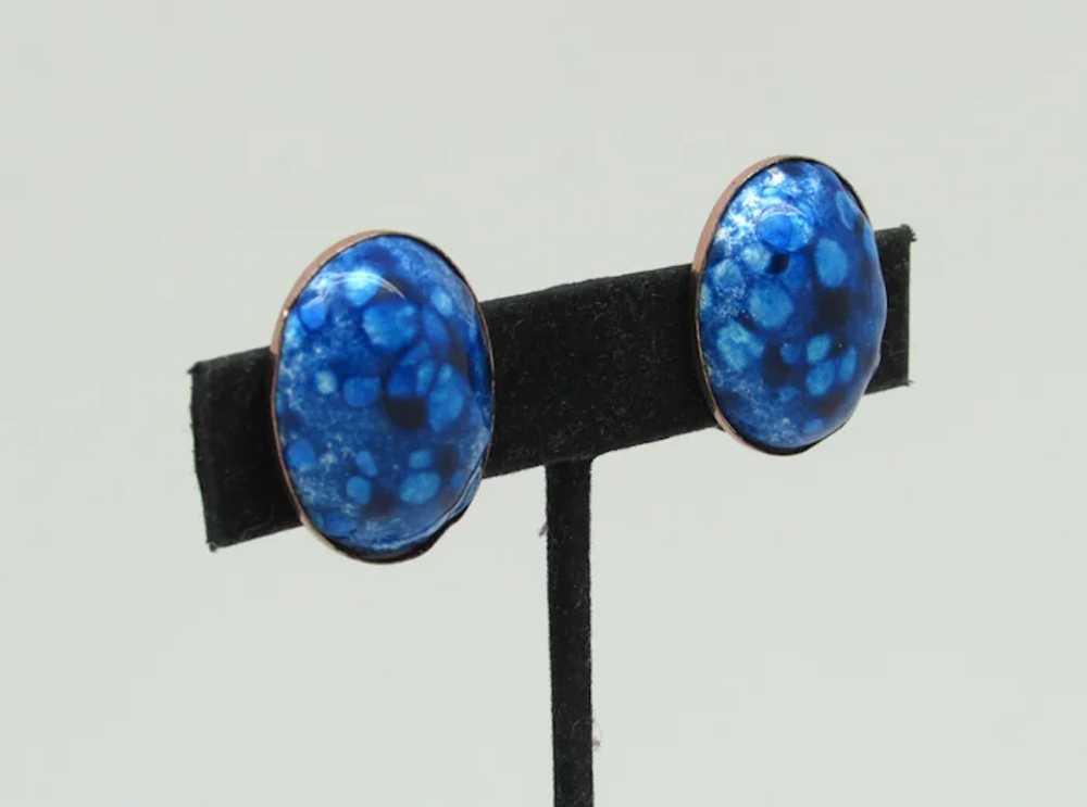 Renoir Matisse Blue Enamel Earrings - image 2