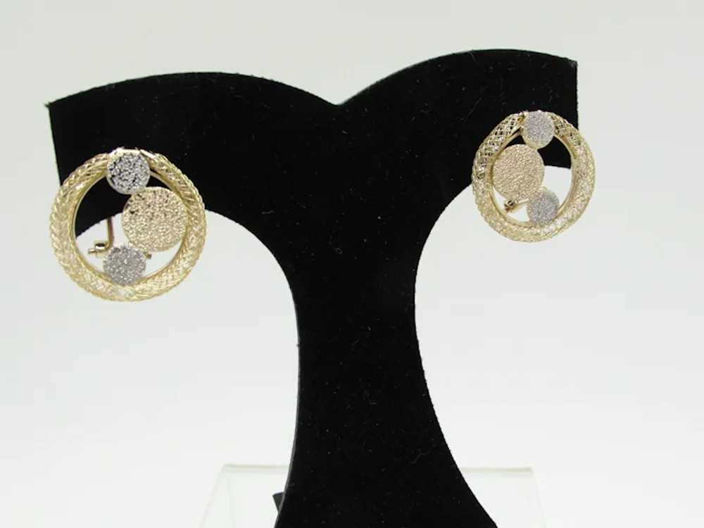 Silver and Gold Tone Metal Bubble Earrings - image 2
