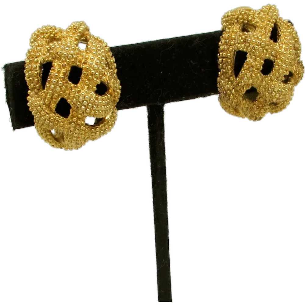 Erwin Pearl Braided Goldtone Metal Earrings - image 1