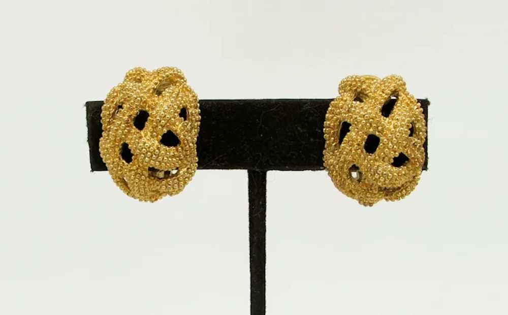 Erwin Pearl Braided Goldtone Metal Earrings - image 3