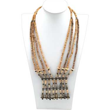 Multi Strand Bone, Horn and Metal Bead Necklace - image 1