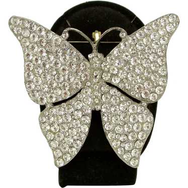 Large Articulated Rhinestone Butterfly Brooch - image 1