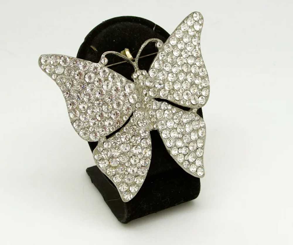 Large Articulated Rhinestone Butterfly Brooch - image 2