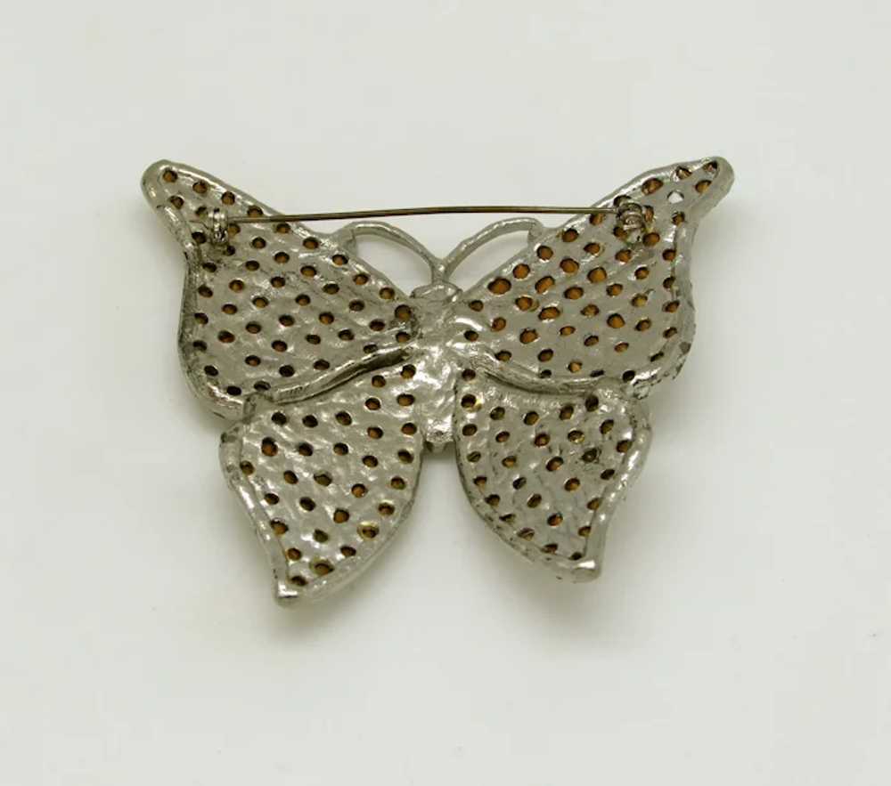 Large Articulated Rhinestone Butterfly Brooch - image 3