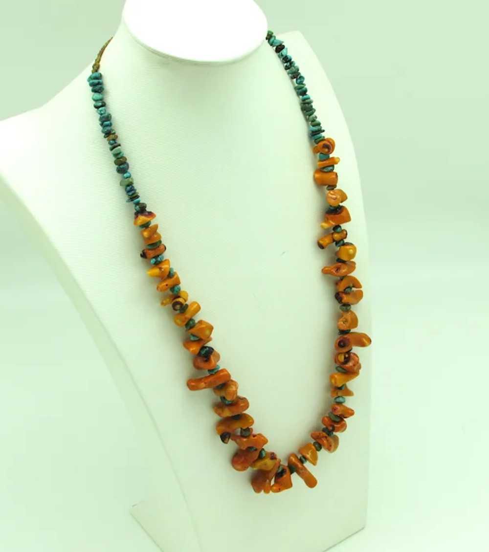 Orange Chunky Turquoise and Small Turquoise Bead … - image 3